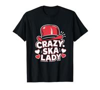 Crazy Ska Lady Hearts Design T-Shirt