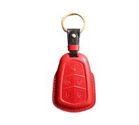 Crazy Smith Handmade Smart Car Key Cover Compatible For Cadillac ATS/CT6/XT54 Vegetable Tanned Leather High Grade Crafts And Gift Red Brown(Style 1)
