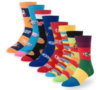 Crazy Socks, Bold Snack Food Theme for Women, Cute, Funky Graphic Print, 8 Pair, B8-food-snack, Medium