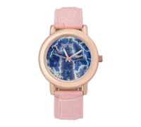 Crazy Space Cat Thundering Women's PU Leather Strap Watch Analog Quartz Watch Casual Wristwatch for Home Work