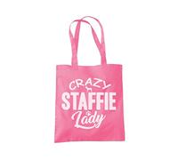 Crazy Staffie Lady Tote Bag - pink One Size
