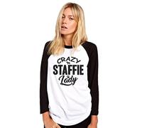 Crazy Staffie Lady Women's Baseball Top - White/Black Medium