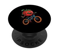 Crazy Tomato On Bicycle For Kids And Cyclists PopSockets Adhesive PopGrip