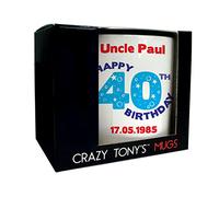 CRAZY TONY'S Mens Personalised Happy 40th Birthday Mug Gift Idea for Dad Husband Uncle Son