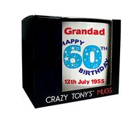 CRAZY TONY'S Mens Personalised Happy 60th Birthday Mug Gift Idea for Dad Husband Grandad Papa