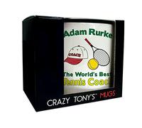 CRAZY TONY'S Personalised Sports Mug Unique Good Luck Thank You Male Female Tennis Coach Gift