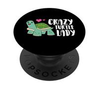 Crazy Turtle Lady Women Turtle Girl PopSockets Adhesive PopGrip