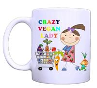 Crazy Vegan Lady - Novelty 11 oz Funny Novelty Mug and Coaster Set