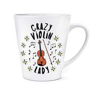 Crazy Violin Lady Stars 12oz Latte Mug Cup