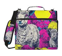 Crazy Wild Lambs Neon Color 3 Ringing 1.5 inch Zippered Binder Bag with Shoulder Strap Easy to Carry Portable Home Travel Storage Bag for Middle Student Carpeta del organizador