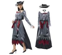 Crazycos Corpse Bride Costume, Black Dress Ghost Bride Halloween Outfit, Elegant Horror Dress for Women, Suitable for Halloween Masquerade and Cosplay S