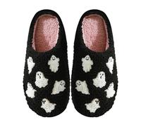 Crazycos Fluffy Slippers for Women Men Soft Plush Warm Spooky Ghost Slippers for Men and Women, Ghost, 5 UK