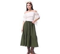 Crazycos Medieval Costume Women Vintage Medieval Dress White Off The Shoulder Top and Skirt Gothic Clothes Vintage Halloween Dress Up Outfit Halloween Cosplay-M
