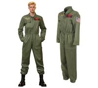 Crazycos Pilot Costume Adults Aviator Fancy Dress for Adults Air Force Pilot Fancy Dress Up Outfit for Halloween Party Cosplay Costume-M