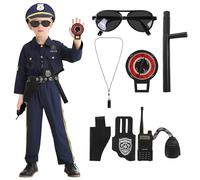 Crazycos Police Costume for Kids, Children Police Uniform, Constable Cop Officer, Fancy Policeman Dress Up Costume Set for Roleplay Halloween Christmas World Book Day-M