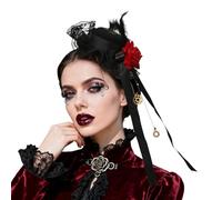 Crazycos Victorian Steampunk Mini Top Hat Hair Clip, Ladies Vintage Top Hat Mini Flower Headband with Hair Clips Gothic Lolita Vintage Accessory Cosplay Party Decor Black