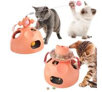 Crazydeer Interactive Cat Toy for Indoor Cats, 4-in-1 Modular Design with Cat Treats Puzzle Slow Feeder, Teaser Wand, Ball Maze & Spinning Ball | Kitten Enrichment Toys for Indoor