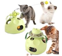 Crazydeer Interactive Cat Toy for Indoor Cats, 4-in-1 Modular Design with Treats Puzzle Slow Feeder, Cat Teaser Wand, Ball Maze & Spinning Ball | Kitten Enrichment Toys for Indoor