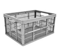 CrazyGadget® 32L Plastic Folding Storage Container Basket Crate Box Stack Foldable Portable - Set of 5 (Made In U.K.) (Silver)