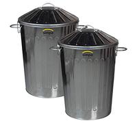 CrazyGadget® Small Medium Large Extra Large Galvanised Steel Metal Dustbin Kitchen House Garden Storage Unit Bin - SET OF 2 (60L)