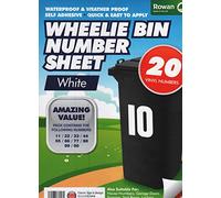 CrazyGadget® Wheelie Bin Number Sheet Self Adhesive Water Proof Numbers for Wheelie Bins Recycling Bins House Garage Lockers Door Number Stickers - White