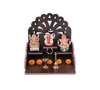 CrazyInk Fully Handmade Beautiful Wooden Home and Office Temple/Pooja Mandir (Multi., 28 X 26.5 X 28 Cm) (1)