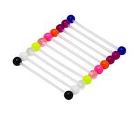 CrazyPiercing 10 Pcs Industrial Barbell Earrings 14G Bioflex Cartilage Earring Body Piercing Jewelry 38mm Bar Colorful Acrylic Balls, Adjustable, Plastic