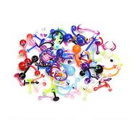 CrazyPiercing Wholesale 80 Flexible Lip Tongue Eyebrow Bar Rings Barbell Piercing Body Jewelry Multicolor