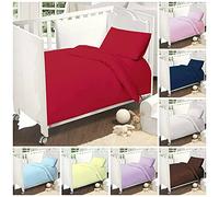 Crazypriceuk Baby Bedding Set 20 Colors Pillowcase + Duvet Cover 2 PC to FIT Baby COT 120 cm x 90 cm (Red)