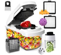 CrazyQueen Vegetable Chopper Multifunctional 2-in-1 Food Choppers Onion Chopper Vegetable Slicer Cutter Dicer Veggie chopper with Spiralizer, Container for Salad Potato Carrot Garlic