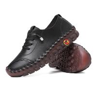 CrazySavage Women's Casual Leather Flats Shoes Comfort Handmade Soft Bottom Slip-on Loafers Breathable Non-Slip Round Toe Fashion Driving Walking Shoes