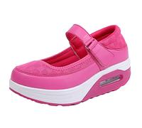 CrazySavage Womens Walking Shoe-Sock Sneakers Slip on Nursing Orthotic Heel Pain Relief Wedge Mesh Platform Air Cushion Buffer Nurse Shoe, Rose Red/Mesh, 8 UK