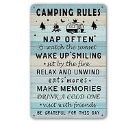 CrazySign Camping Rules Sign Funny Camping Wall Decor For Camper, Cabin, Rv Outside Inside Use 12 x 8 Inch (273)