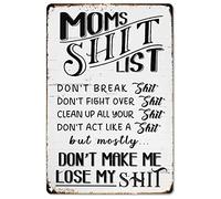 CrazySign Funny Home Sign Kitchen Door Wall Decor - Moms List Kitchen Sign 8 x 12 Inch (223)