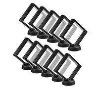 CrazyStorey Set of 10 Pcs Black 3D Floating Frame Display Holder Stands ，Medallions, Jewelry,3.6 x 3.6 x 0.8inches