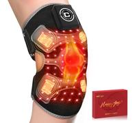 CRAZYTECH Red Light Therapy & Vibration Massage Knee Brace, FSA Eligible HSA 5000mAh Cordless Knee Massager with 4 Vibration Areas, Infrared Heating Pad Wrap Device for Knee Elbow Shoulder
