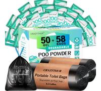CRAZYTHUR 50 PCS Poo Powder with 58 PCS Portable Toilet Bags Set