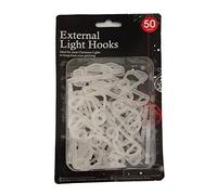 CRAZZYVALUE, 50 X Gutter Hanging Hooks/Clips for Outdoor Christmas Xmas String Lights, Easy to Use, Fairy Lights, Plastic Lights Gutter Clips [White]
