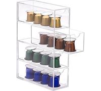 CRCFSUK 1 Pcs Acrylic Coffee Pod Storage Organiser with 4 Drawers - Transparent Holder for Nespresso Vertuo/Original, Dolce Gusto & K-Cups - 24.7x17.6x6.6cm (9.7x6.9x2.6in) Stackable Drawer Box