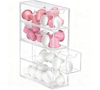 CRCFSUK 1Pcs Acrylic Coffee Pod Storage Organiser with 4 Drawers - Transparent Holder for Nespresso Vertuo/Original, Dolce Gusto & K-Cups - 24.7x17.6x6.6cm (9.7x6.9x2.6in) Stackable Drawer Box