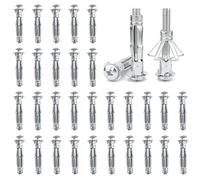 CRCFSUK 50Pcs M4x32mm Hollow Wall Anchors Metal Plasterboard Fixings, Heavy Duty Hollow Wall Fixings for Drywall, Tiles & Partition - Ideal for Fixing Shelves, Curtain Rails, Light Fittings