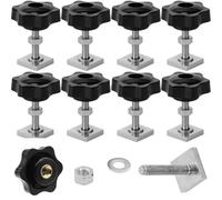 CRCFSUK 8 PCS T Track Bolts M8x35mm, Stainless Steel Roof Rack Bolts with Thumb Screws, Nuts & Washers, 20x20×4mm Square Sliding Blocks for Roof Rack Rail Carrier