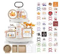 CRCZK 10 Themes Interchangeable Seasonal Tiered Tray Decor Set - Farmhouse Fall Tiered Tray Decorations, Perfect for Holiday Decor, Lavender Decor Fall Decorations for Home