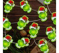 CRCZK 15FT 40 LED Christmas Decoration Grinch Lights, Battery Operated Copper Wire Fairy Tale String Green Lights Indoor Home Party Tab