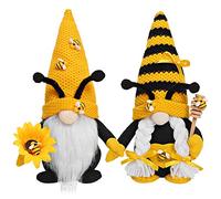 CRCZK Bumble Bee Gnome Plush - Mr and Mrs Honeybee Spring Gnomes Plushie Ornaments -Scandinavian Tomte Elf World Bee Day Decor, Swedish Dwarf Figurine Table Shelf Tiered Tray Decorations bee gnome