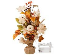 CRCZK Fall Maple Leaf Table Tree Decoration Pumpkin Artificial Tree Decorations for Autumn Party Holiday Home Decor
