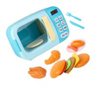 CRDARAAV 13 Pieces Mini Kitchen Toy Early Education Simulation Microwave Oven Set Pretend Food Cutlery for Kids Children Blue