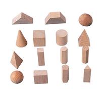 CRDARAAV 15 Pcs Wood Geometric Solids 3D Shapes Stacking Toy for Kids Babies