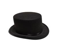 CRDARAAV Felt Top Hat with Satin Band Classic Flat Top Fedoras Fancy Dress Party Hats S Black