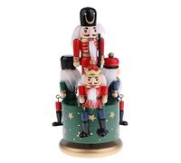 CRDARAAV Wooden Nutcracker 4 Soliders Music Box Wind Up Toy Gift Green 20cm